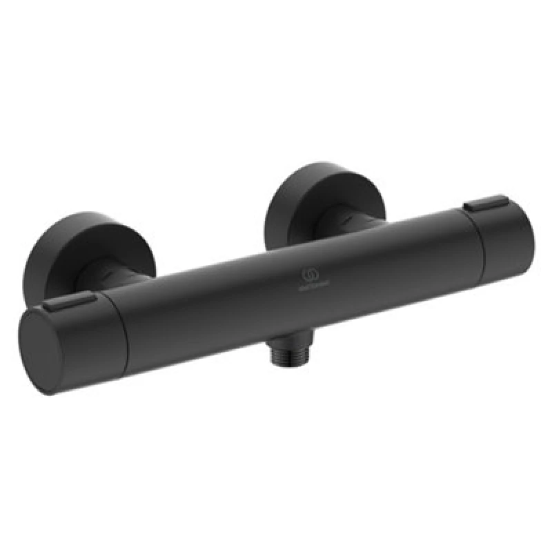 Image of Ideal Standard Alu+ ½ Turn Silk Black Rear Fed Thermostatic Shower Mixer