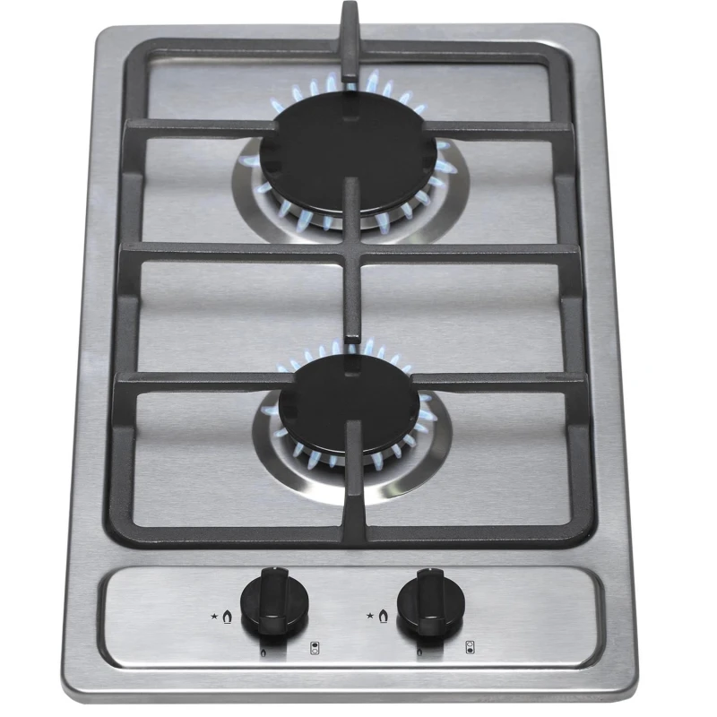 Image of SIA 30cm Domino Gas Hob In Stainless Steel - LPG Kit & Cast Iron Stands - SSG302SS Silver