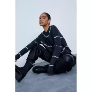 Image of I Saw It First Black & White Tie Dye Oversized Sweatshirt - Black