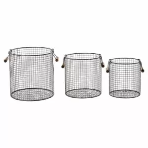 Image of Premier Housewares Black Wire Storage Baskets Set of 3, black