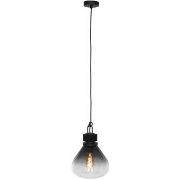 Image of Sienna Lighting - Sienna Flere Dome Pendant Ceiling Lights Black Matt, Glass Transparent Grey