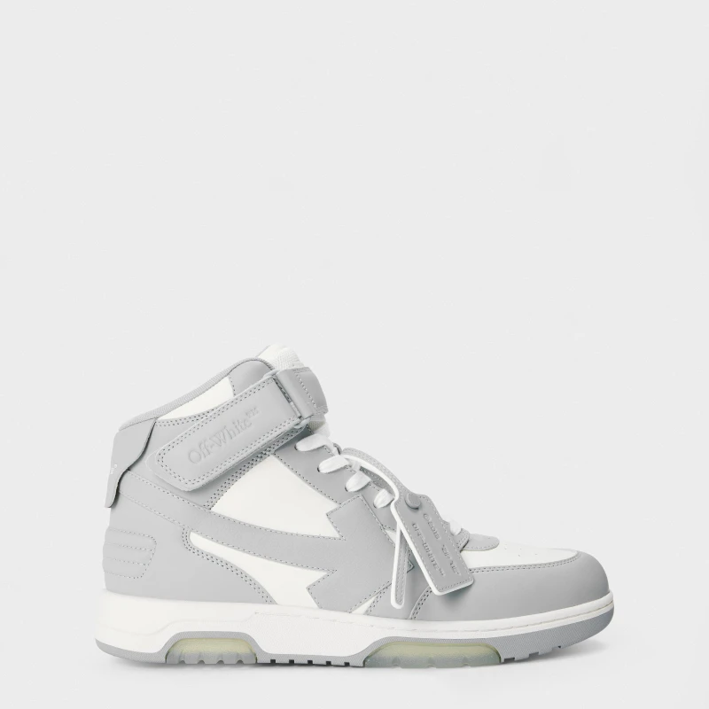 Image of Off White Mens Out Of Office High Top Retro Sneakers White/Grey male 7 (41)