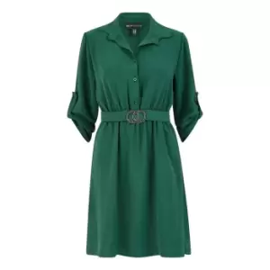 Image of Mela London Green Circle Ring Belt Shirt Dress - Green