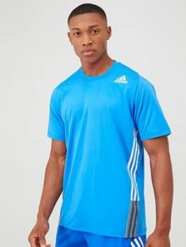 Image of Adidas Freelift 3-Stripe T-Shirt - Blue