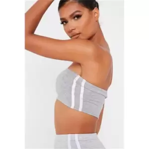 Image of I Saw It First Grey Tie Dye Side Stripe Jersey Bandeau Top - Grey