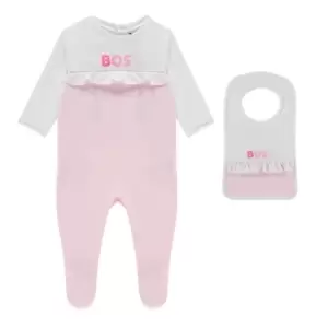 Image of Boss Logo Baby Grow And Bib Set Girls - Pink