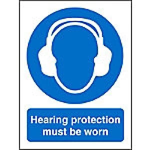 Image of Mandatory Sign Hearing Protection Plastic 20 x 15 cm