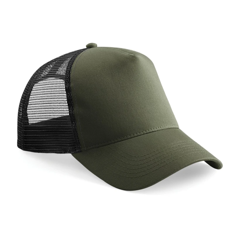 Image of Beechfield Beechfield Men Half Mesh Trucker Cap Headwear Pack of 2 in Dark Olive Dark Olive One Size Male 5059269086473