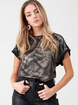 Image of Oasis Colourblock Animal Tee, Black Size M Women