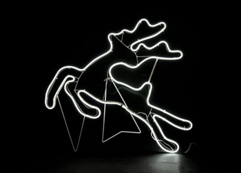 Image of Shatchi Jumping Reindeer Neon Effect Rope Light Silhouette Double Side 90 Cool White Leds Christmas Outdoor