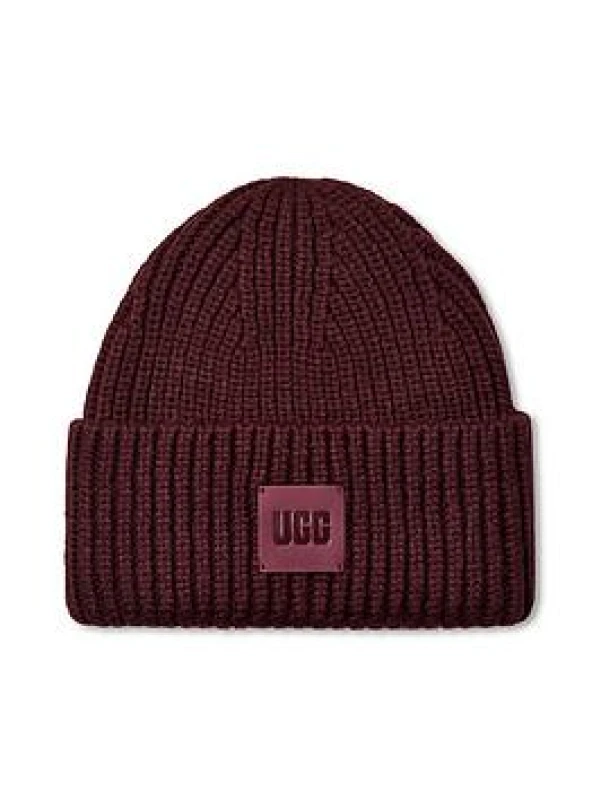 Image of UGG Burgundy Chunky Rib Beanie Burgundy One Size