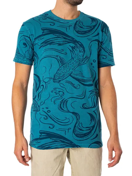 Image of Superdry Vintage Overdye Printed T-Shirt Quayside Blue M