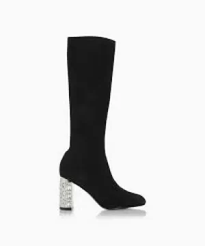 Image of Dune Black Suede 'Stargazing' Mid Block Heel Knee High Boots - 3