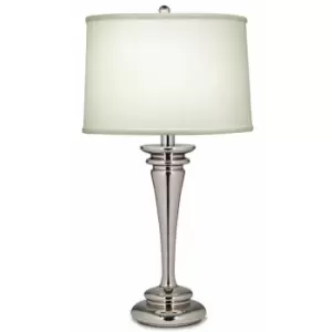 Image of Table Lamp Zinc Pearl Supreme Satin Shade Highly Polished Nickel LED E27 60W