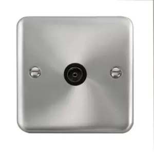 Image of Click Scolmore Deco Plus Satin Chrome 1 Gang Coaxial Outlet With Black - DPSC065BK