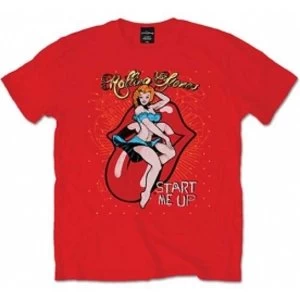 Image of Rolling Stones Start Me Up Red Mens T Shirt: Small