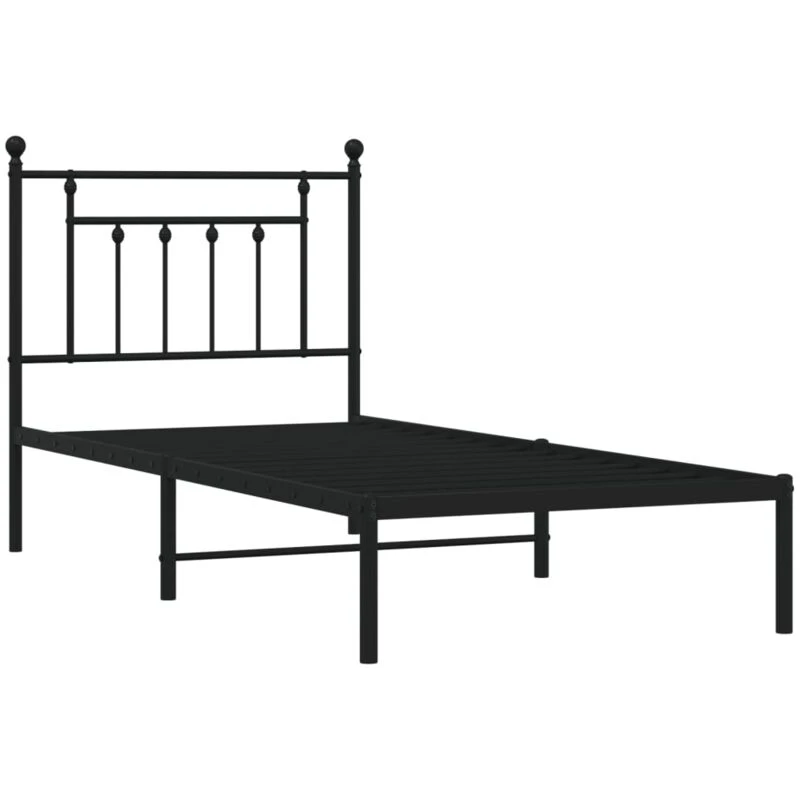 Image of VIDAXL Metal Bed Frame without Mattress with Headboard Black 90x190cm vidaXL 8720845883096