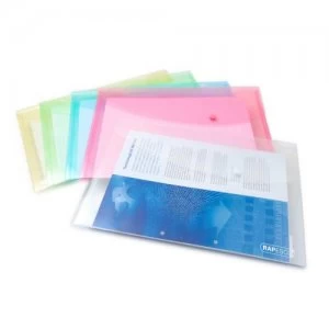 Image of Rapesco Pastel Popper Wallet Foolscap Assorted Colours PK5