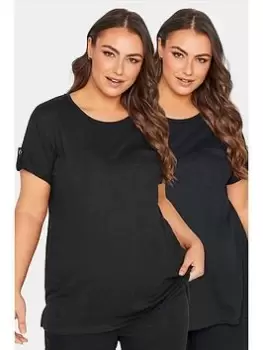 Image of Yours Pocket T-Shirt 2 Pack - Black, Size 22-24, Women
