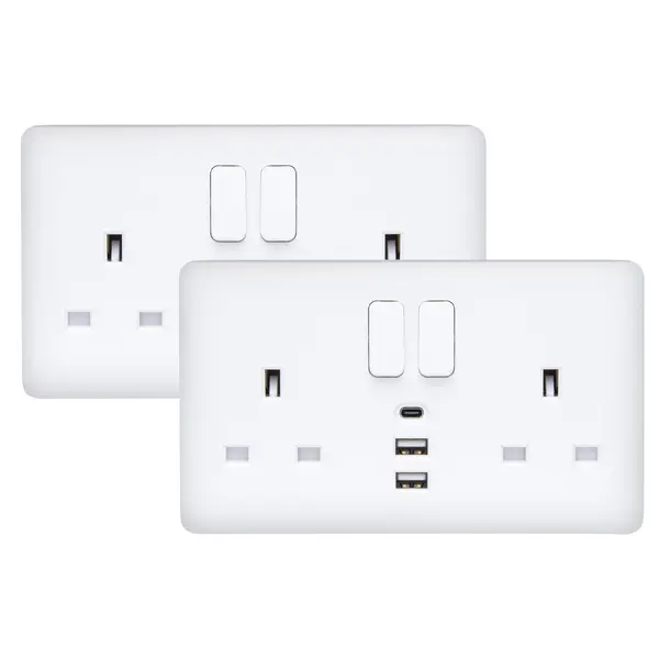 Image of Deta Deta 13A 2 Gang Switched Socket with 2x USB-A / 1x USB-C Ports (Pack of 2) VC1288x2