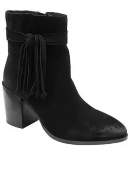 Image of Ravel Ravel Soran Black Suede Western Ankle Boot, Black, Size 7, Women