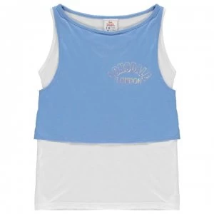 Image of Lonsdale Layer Vest Junior Girls - Blue/White