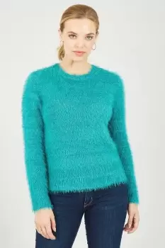 Image of Green Fluffy Jumper With Sequins