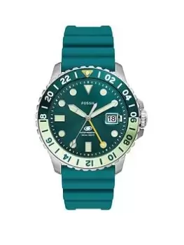 Image of Fossil Blue GMT Oasis Silicone Watch, Blue, Men