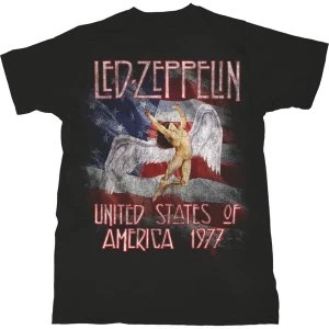 Image of Led Zeppelin - Stars N' Stripes USA '77. Unisex Medium T-Shirt - Black