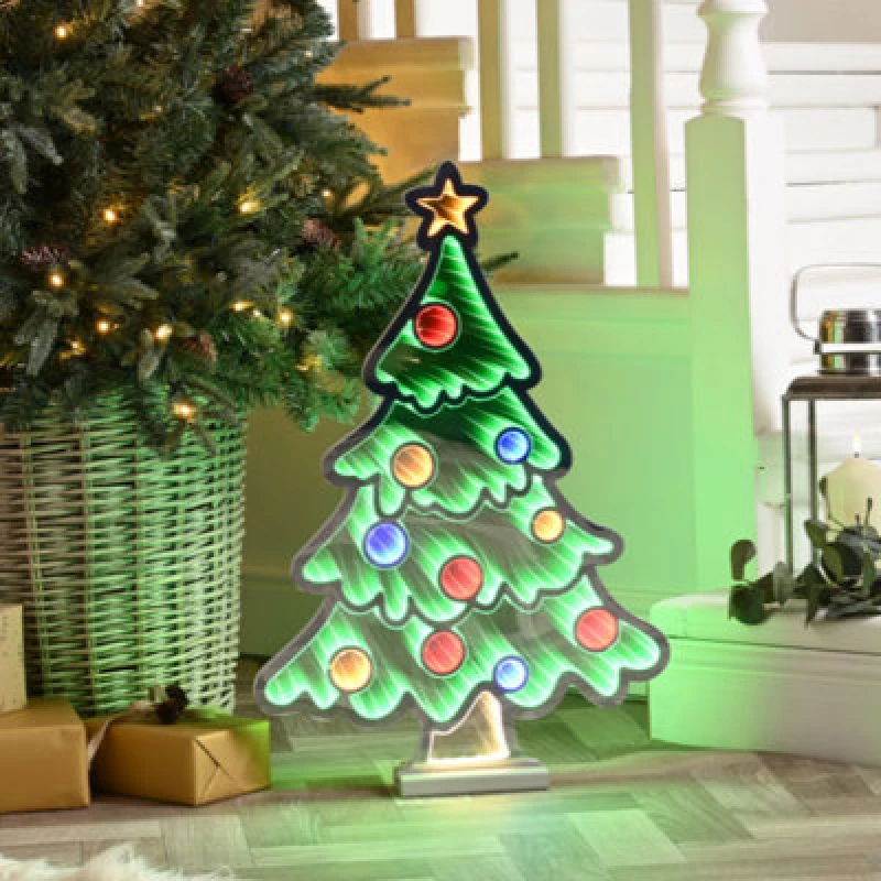 Image of Festive Infinity Tree With Wooden Base - 60Cm