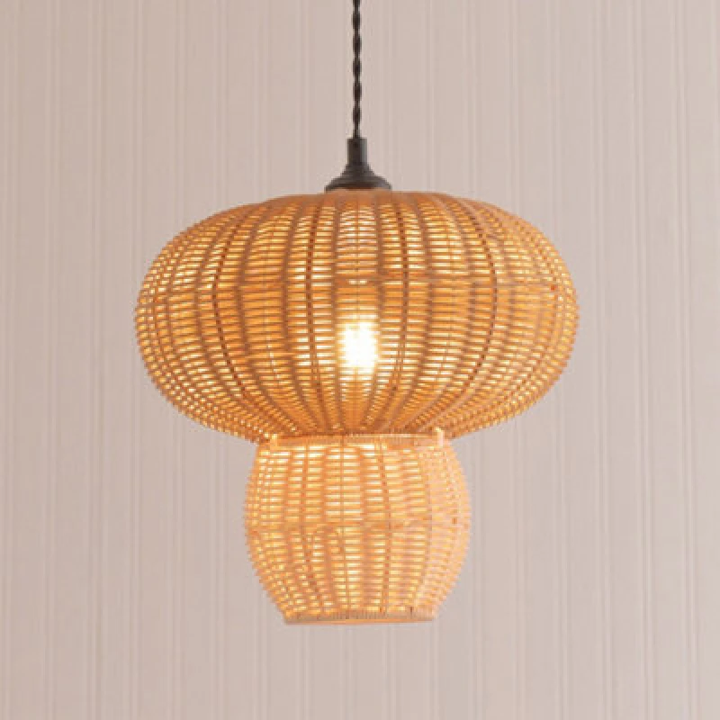 Image of ValueLights ValueLights Portobello Natural Rattan Mushroom Easy Fit Ceiling Pendant Lamp Shade Natural One Size Unisex 5016529272007