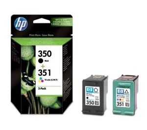 Image of HP 350 Black and 351 Tri Colour Ink Cartridge Pack