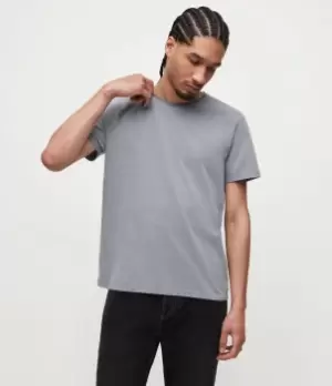 Image of AllSaints Mens Bodega Crew T-Shirt, Aged Blue, Size: M