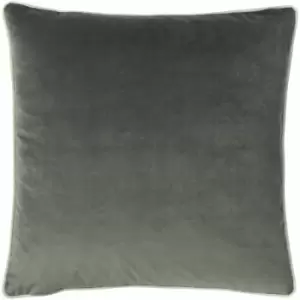 Image of Furn Cohen Faux Velvet Piped Edge Cushion Cover, Steel Grey, 50 x 50 Cm