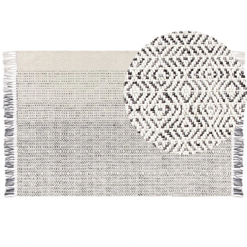 Image of Beliani Rug Omerli White 160 X 230 Cm Wool