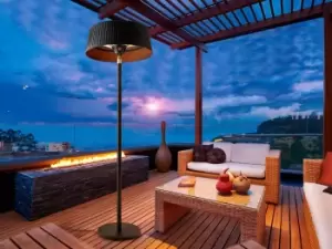 Image of Estufa Outdoor Electrical Heater Adjustable Stand, Cylindrical Style, Remote Control, IP44