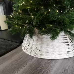 Image of 40/58cm Samuel Alexander KD Willow Christmas Tree Skirt Wicker Rattan- Medium White Wash