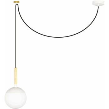 Image of Faro Lighting - Faro Mine - 1 Light Globe Ceiling Pendant White, Wood, E27