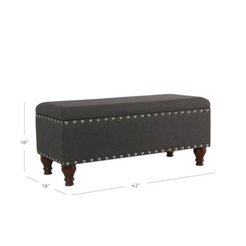 Image of Luxury Living Chelsea Storage Ottoman Bench Charcoal