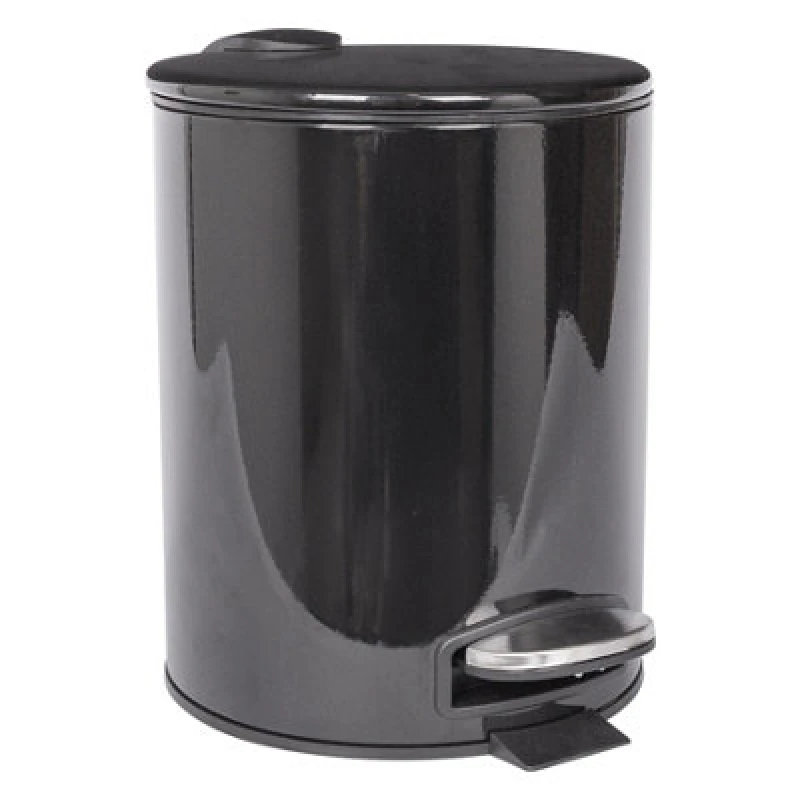 Image of Harbour Housewares Round Stainless Steel Pedal Bin - 5L - Black unisex