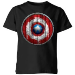 Image of Marvel Captain America Wooden Shield Kids T-Shirt - Black - 3-4 Years