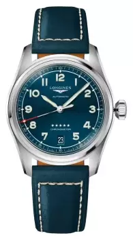 Image of LONGINES L34104930 SPIRIT 37mm Blue Dial Blue Leather Strap Watch