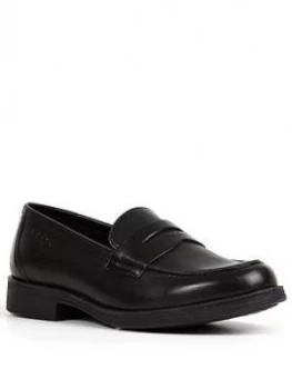 Image of Geox Agata Leather School Loafers - Black, Size 4 Older