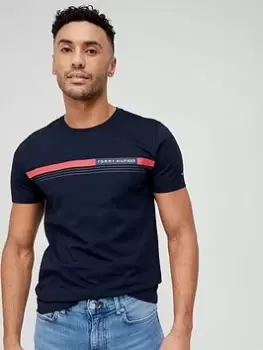 Image of Tommy Hilfiger Corp Chest Front Logo T-Shirt - Desert Sky, Desert Sky, Size S, Men