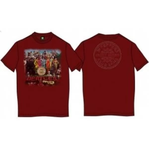 Image of Sgt Pepper Mens Scarlet Vintage Print T Shirt: Medium