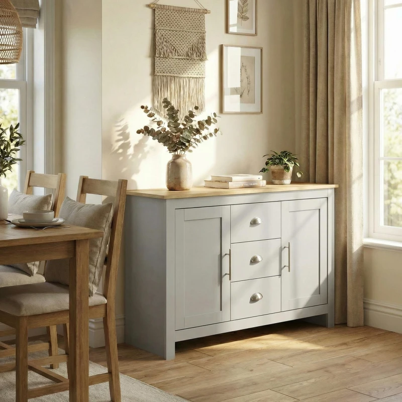 Image of Jack Wills Sherbourne 3 Drawer Sideboard Grey unisex One Size