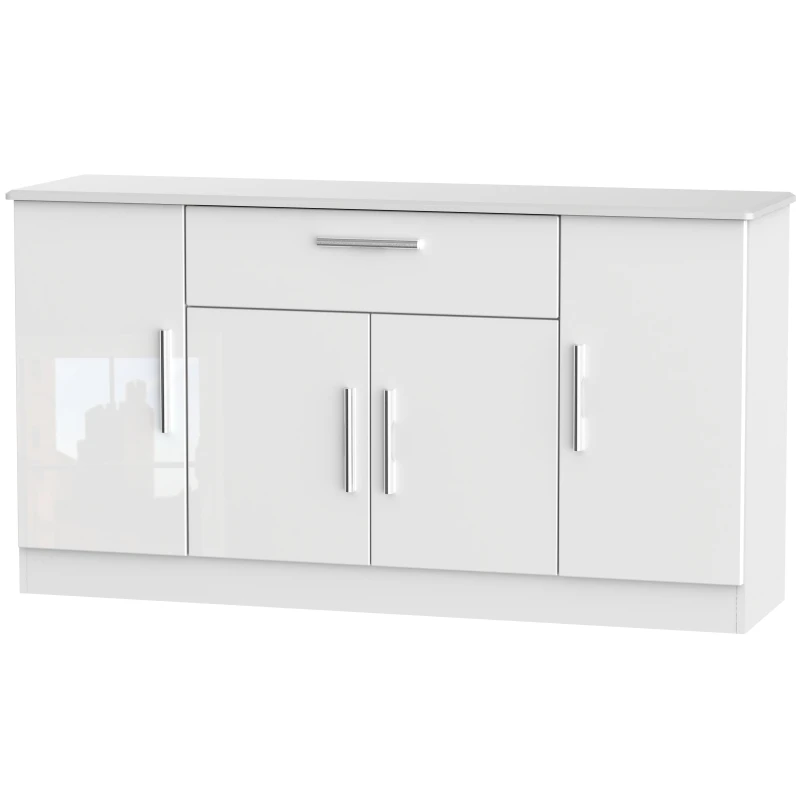 Image of Harrow 4 Door 1 Drawer Wide Unit In White Gloss (Ready Assembled)