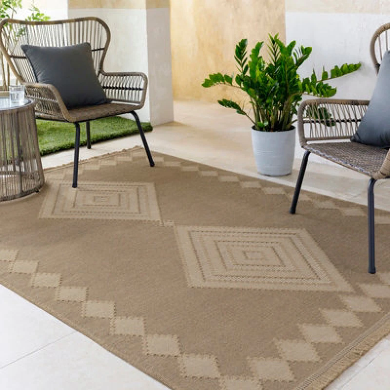 Image of Livabliss Cottage Tan/light Beige Machine Washable Jute Keyuri Area Rug 158 X 213cm - Easy Care, Ideal For Living Room & Bedroom