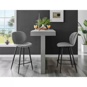 Image of Furniture Box 2x Arna Grey Velvet Black Leg Bar Stools