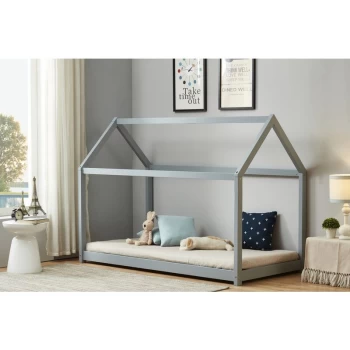 Image of Birlea - Childrens House Bed Frame 3ft Single 90cm - Solid Pine - Grey
